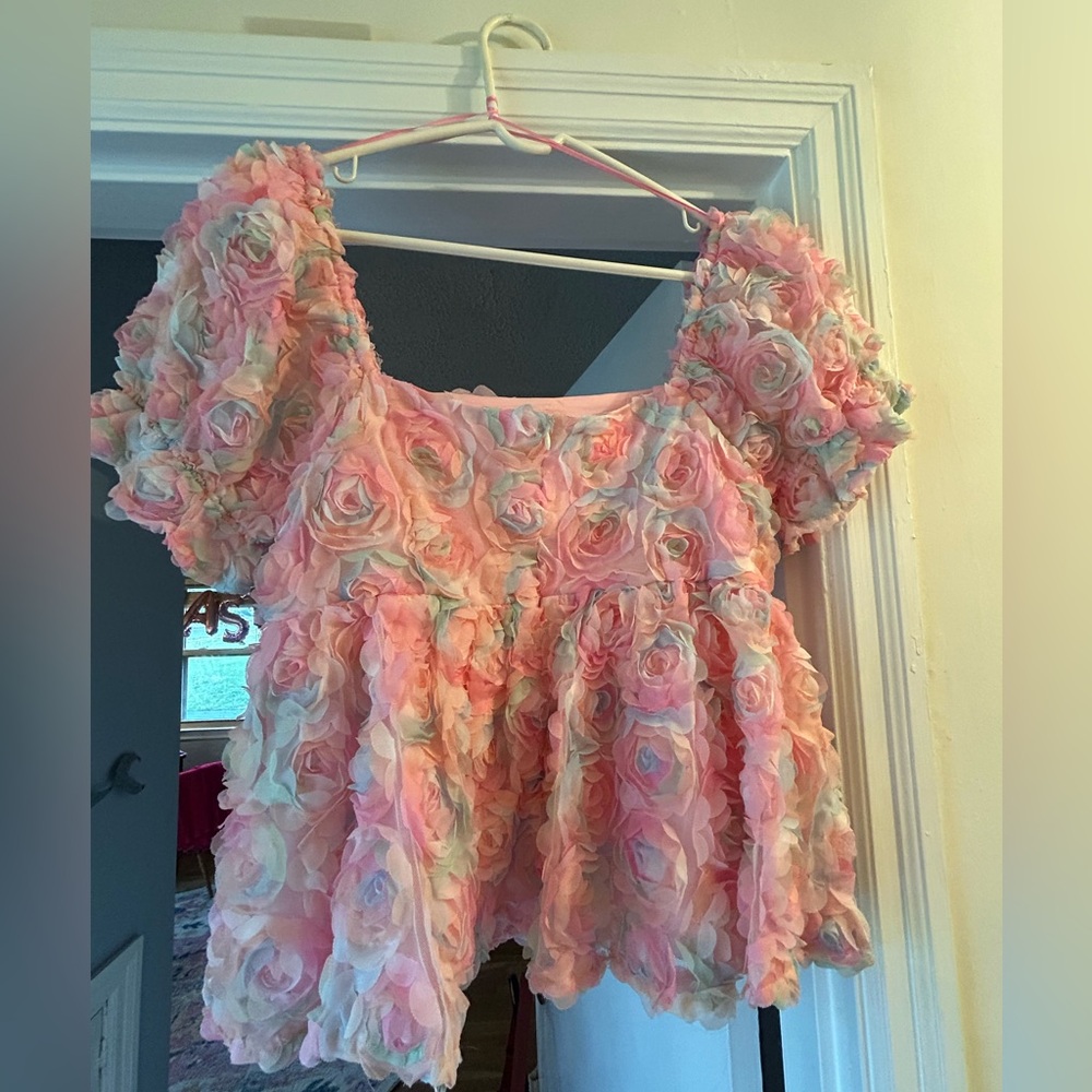 3d floral peplum blouse
